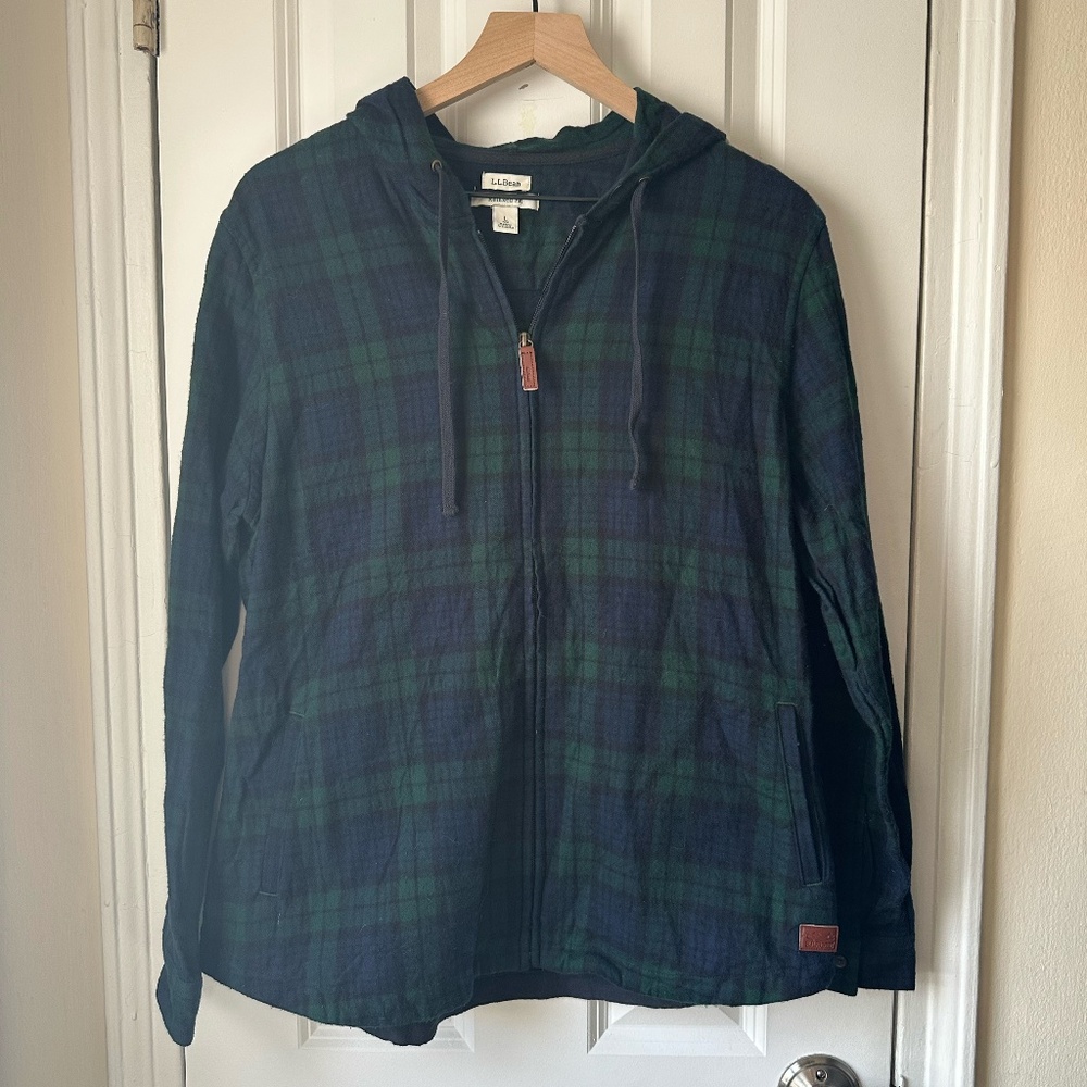 L.L. Bean Scotch Plaid Flannel Zip Hoodie